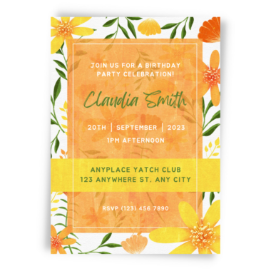 Orange Flowers Birthday Template - Whimsy Invites