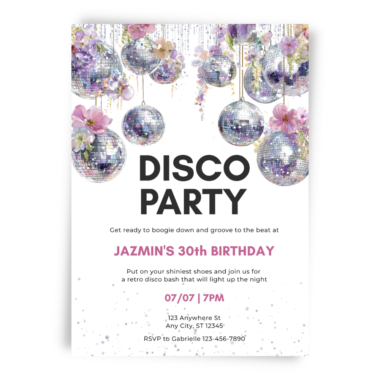 Retro Disco Ball Birthday Invitation