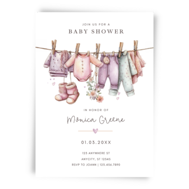 Girl Clothesline Baby Shower Invitation