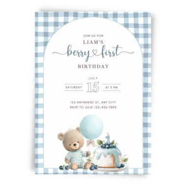 Blueberry First Birthday Invitation