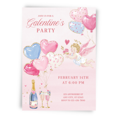 Cupid and Champagne Galentine Invitation