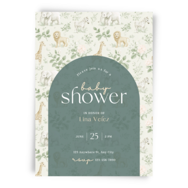 Safari Animals Baby Shower Invitation