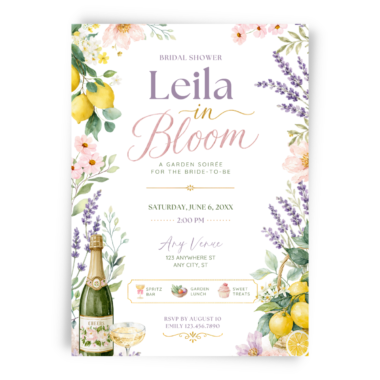 Lemon & Lavender "In Bloom" Bridal Shower Invitation