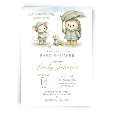 April Showers Woodland Baby Shower Invitation